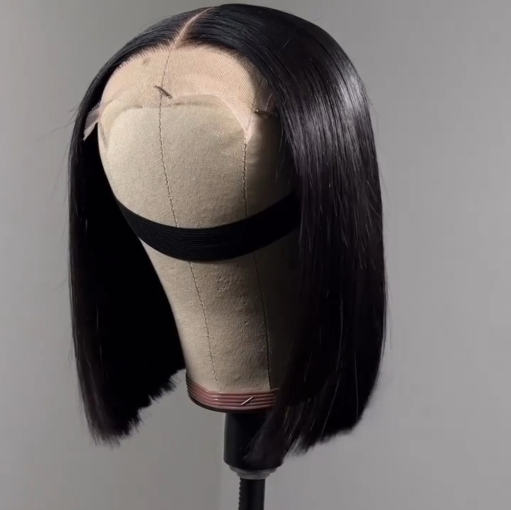 Blunt cut bob 5x5 closure glueless unit